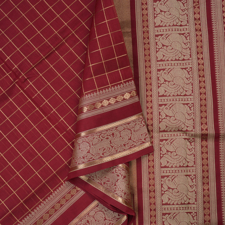 Hayagrivas Maroon Pure Kanchi Silk Cotton Saree KBE1525K9-1