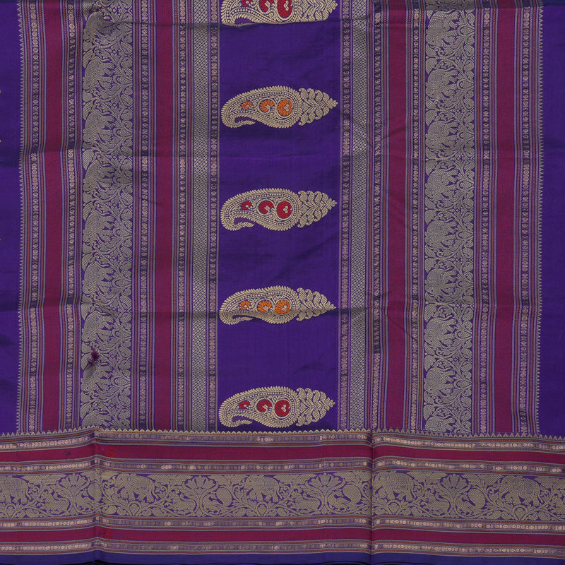 Hayagrivas Purplish Blue Pure Kanchi Silk Cotton Saree KBE1525K9-2