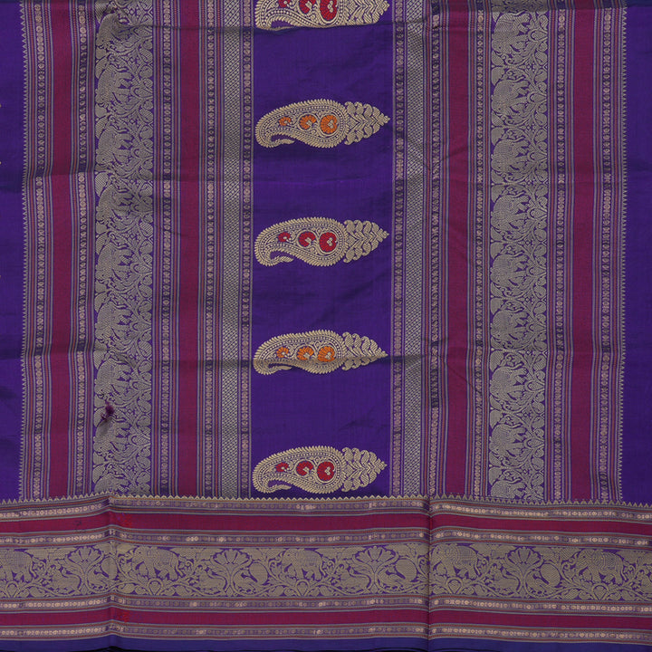 Hayagrivas Purplish Blue Pure Kanchi Silk Cotton Saree KBE1525K9-2