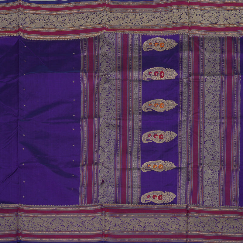 Hayagrivas Purplish Blue Pure Kanchi Silk Cotton Saree KBE1525K9-2