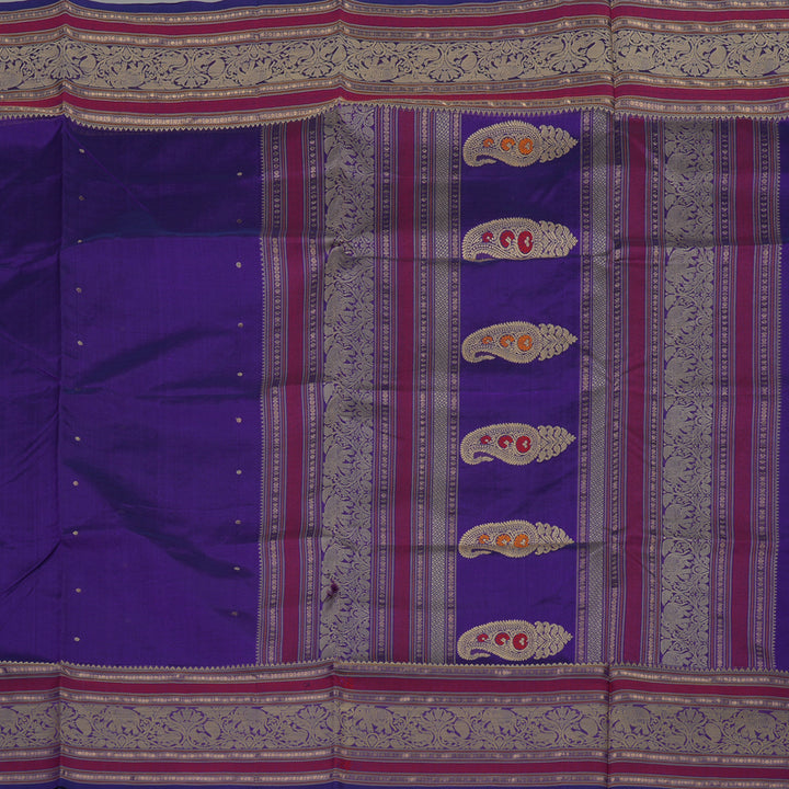 Hayagrivas Purplish Blue Pure Kanchi Silk Cotton Saree KBE1525K9-2