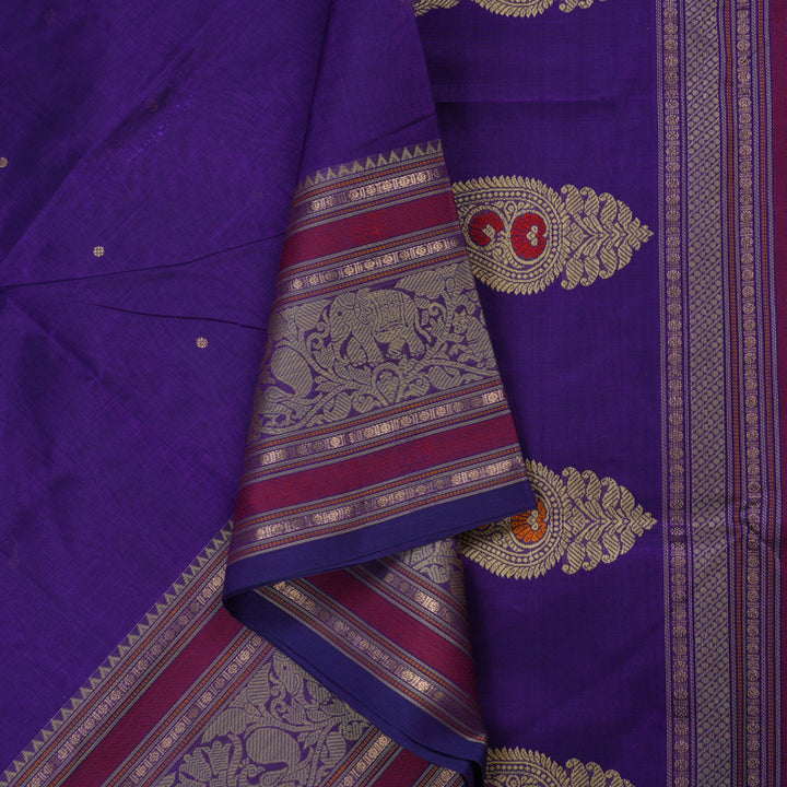 Hayagrivas Purplish Blue Pure Kanchi Silk Cotton Saree KBE1525K9-2