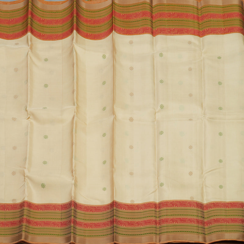 Hayagrivas Handloom Cream Kanjivaram Silk Saree with Khaki Brown Border KBE1526K1-3