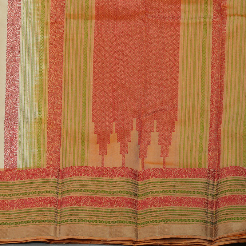 Hayagrivas Handloom Cream Kanjivaram Silk Saree with Khaki Brown Border KBE1526K1-3