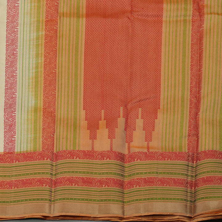 Hayagrivas Handloom Cream Kanjivaram Silk Saree with Khaki Brown Border KBE1526K1-3