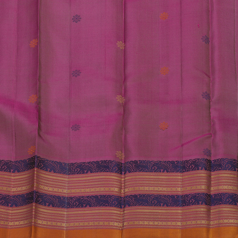 Hayagrivas Handloom Mehandi Green Kanjivaram Silk Saree with Multicolour Border KBE1526K1-7