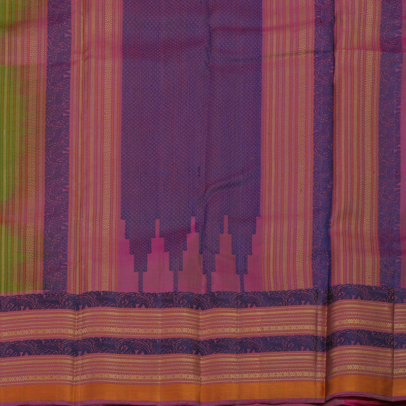 Hayagrivas Handloom Mehandi Green Kanjivaram Silk Saree with Multicolour Border KBE1526K1-7