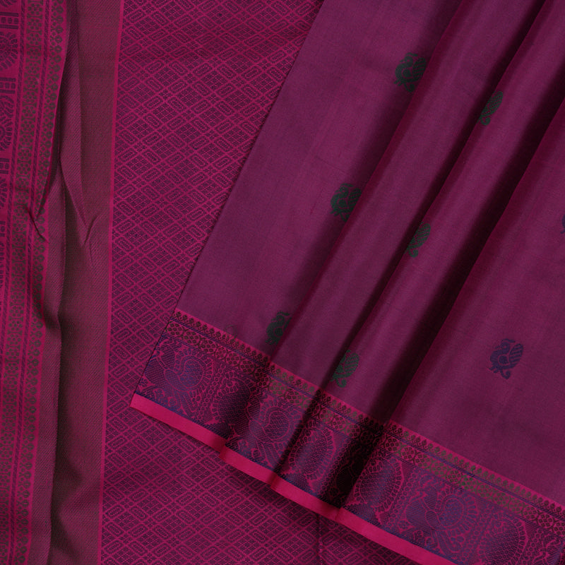 Hayagrivas Handloom Purple Kanjivaram Silk Saree with Magenta Border KBE1526K4-4