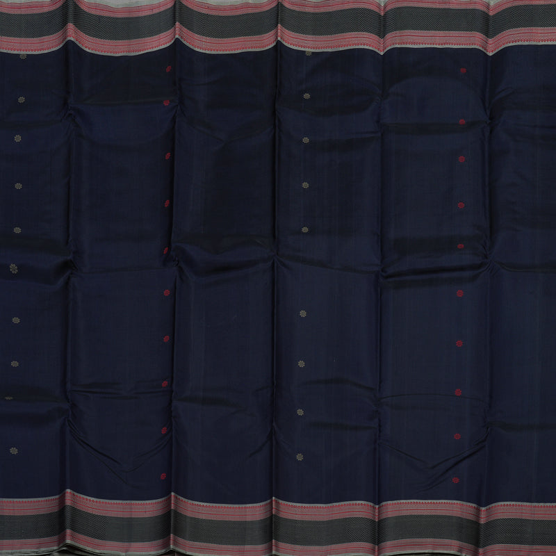 Hayagrivas Handloom Karum Neelam Kanjivaram Silk Saree with Royal Grey Border KBE1526K5-4