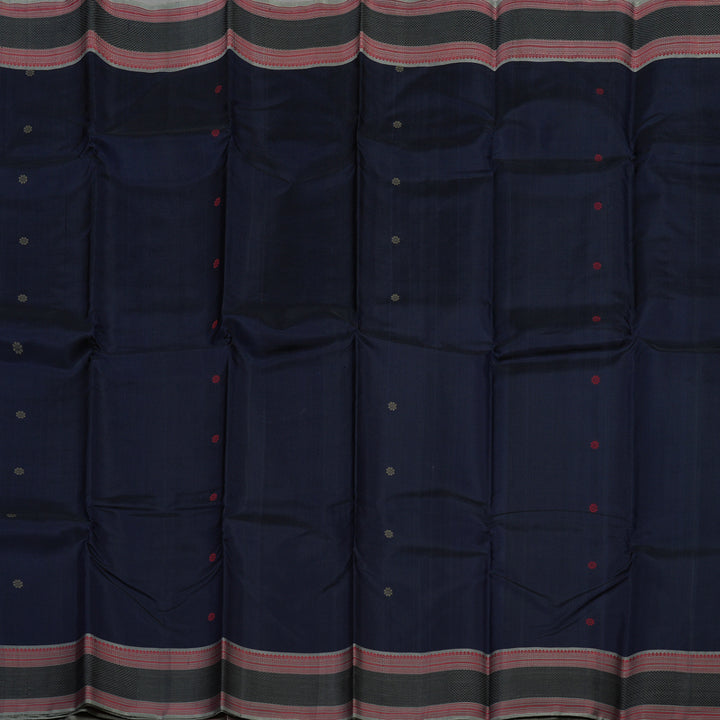 Hayagrivas Handloom Karum Neelam Kanjivaram Silk Saree with Royal Grey Border KBE1526K5-4