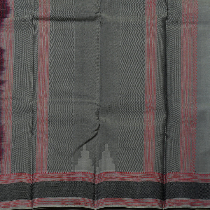 Hayagrivas Handloom Karum Neelam Kanjivaram Silk Saree with Royal Grey Border KBE1526K5-4