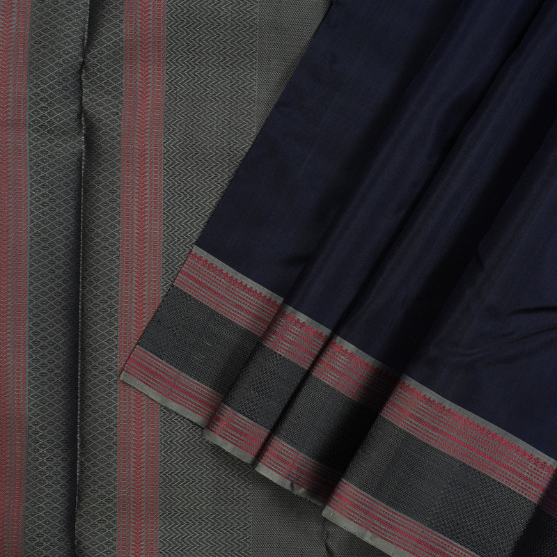 Hayagrivas Handloom Karum Neelam Kanjivaram Silk Saree with Royal Grey Border KBE1526K5-4