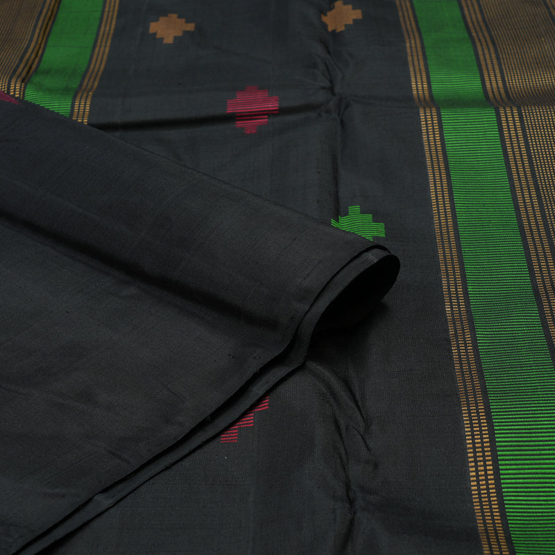 Hayagrivas Handloom Wine Kanjivaram Silk Saree with Black border KBE1527K3-1