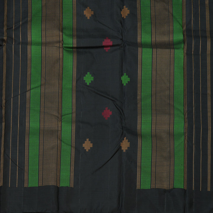 Hayagrivas Handloom Wine Kanjivaram Silk Saree with Black border KBE1527K3-1