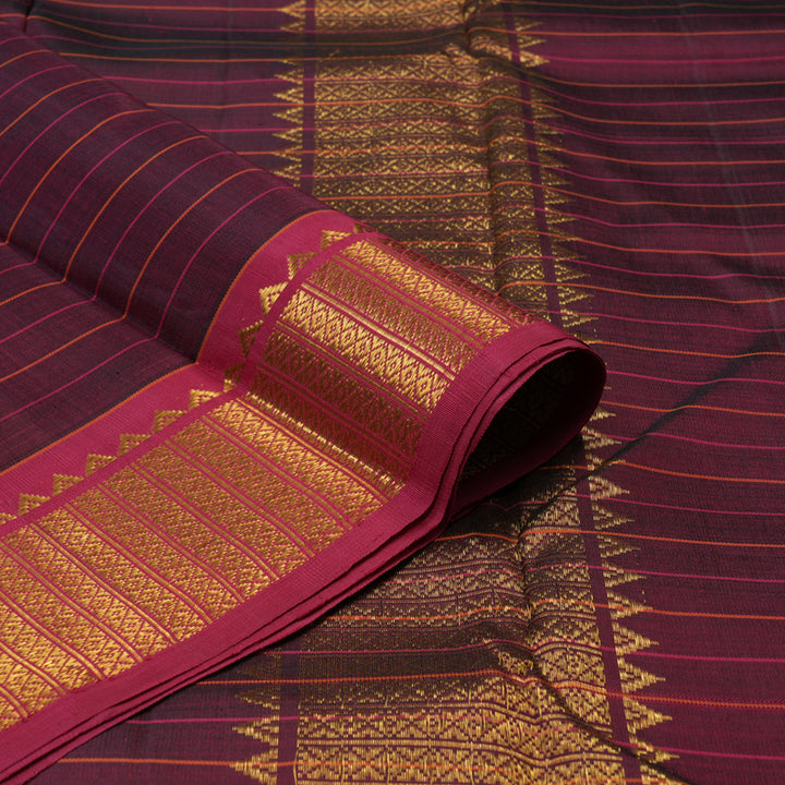 Hayagrivas Handloom Wine Kanjivaram Silk Saree with Maroon Border KBE1481J1-1
