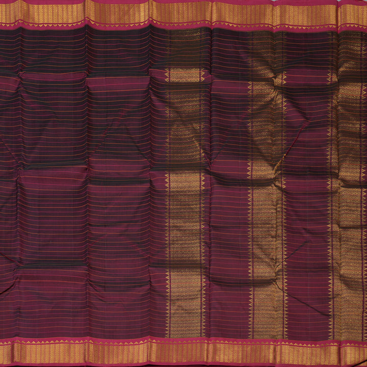 Hayagrivas Handloom Wine Kanjivaram Silk Saree with Maroon Border KBE1481J1-1