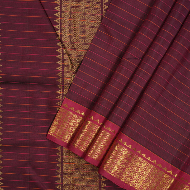 Hayagrivas Handloom Wine Kanjivaram Silk Saree with Maroon Border KBE1481J1-1