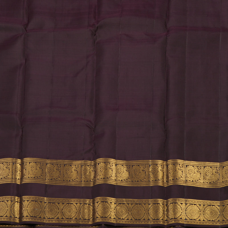 Hayagrivas Handloom Rust Orange Kanjivaram Silk Saree with Plum Purple border KBE1529K10-1