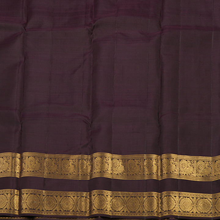Hayagrivas Handloom Rust Orange Kanjivaram Silk Saree with Plum Purple border KBE1529K10-1