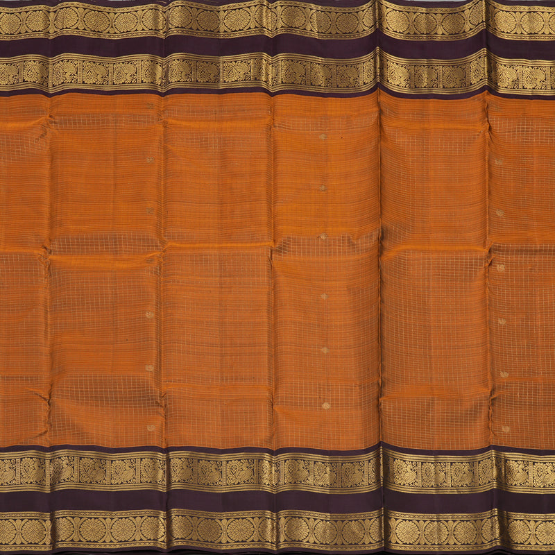 Hayagrivas Handloom Rust Orange Kanjivaram Silk Saree with Plum Purple border KBE1529K10-1