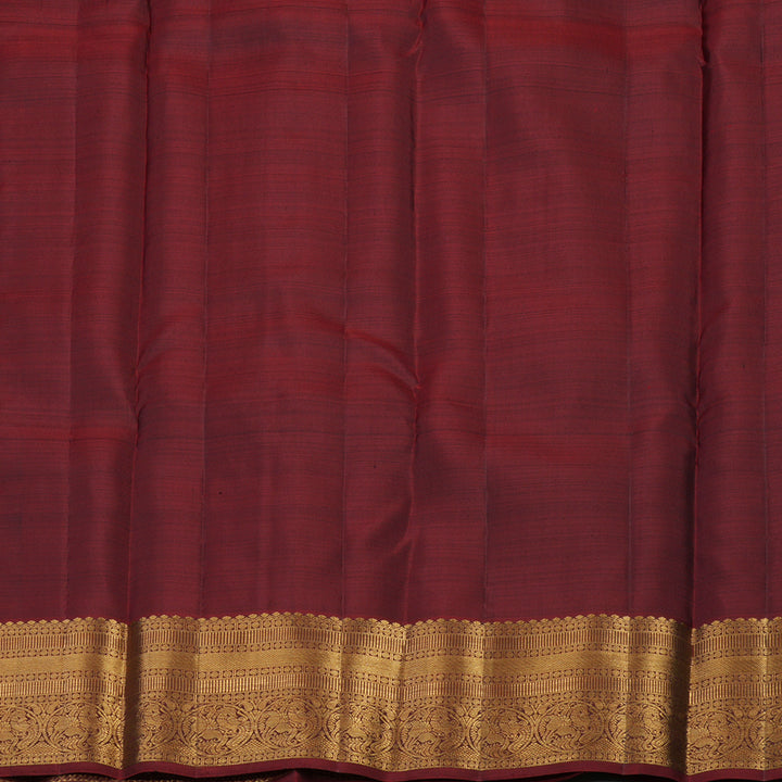 Hayagrivas Handloom Elephant Grey Kanjivaram Silk Saree with Maroon Border KBE1529K4-2