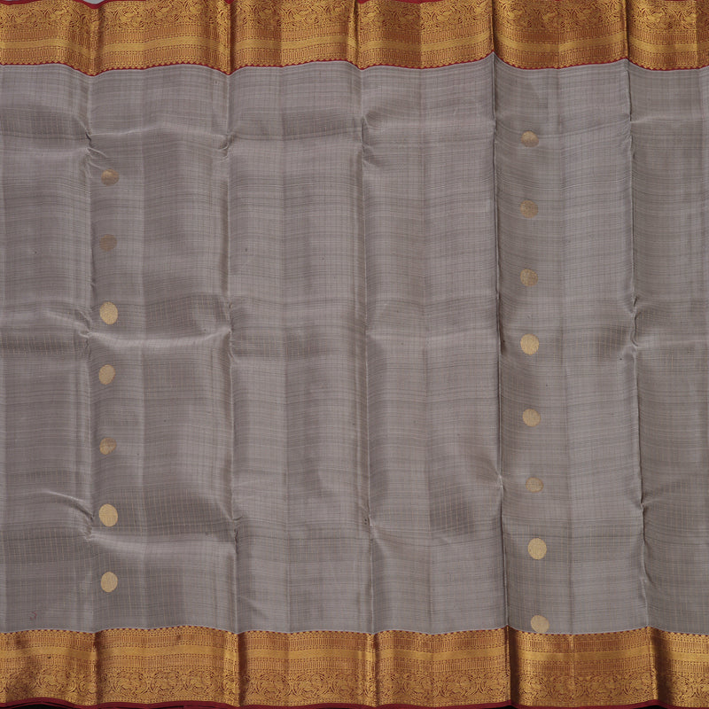 Hayagrivas Handloom Elephant Grey Kanjivaram Silk Saree with Maroon Border KBE1529K4-2