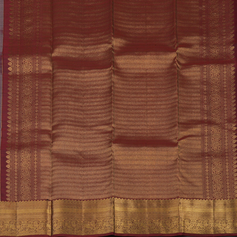 Hayagrivas Handloom Elephant Grey Kanjivaram Silk Saree with Maroon Border KBE1529K4-2