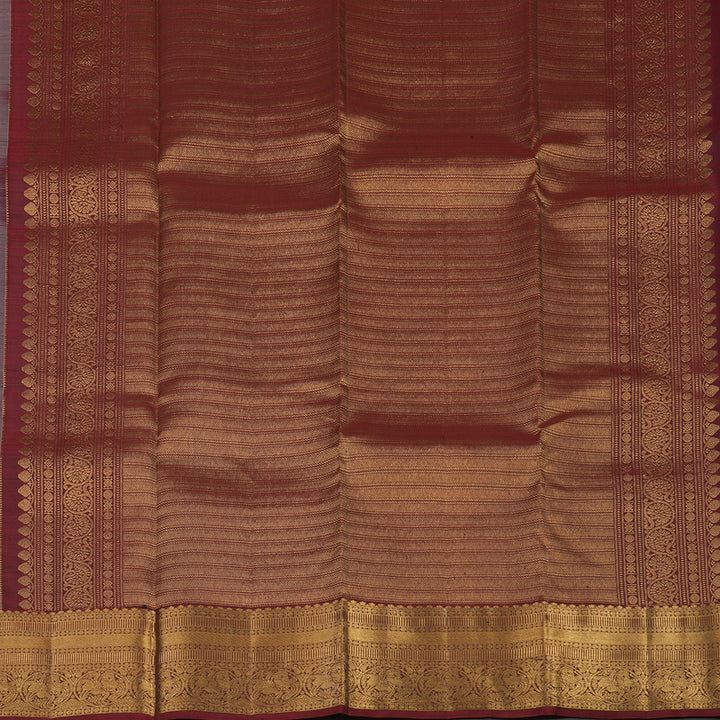 Hayagrivas Handloom Elephant Grey Kanjivaram Silk Saree with Maroon Border KBE1529K4-2