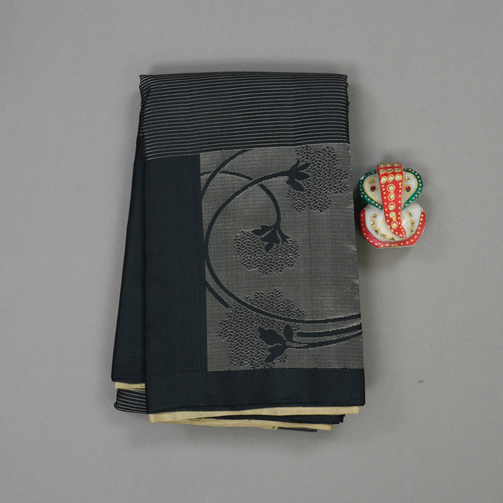 Hayagrivas Handloom Soft Silk Saree in Regal Black KBE152D4-1