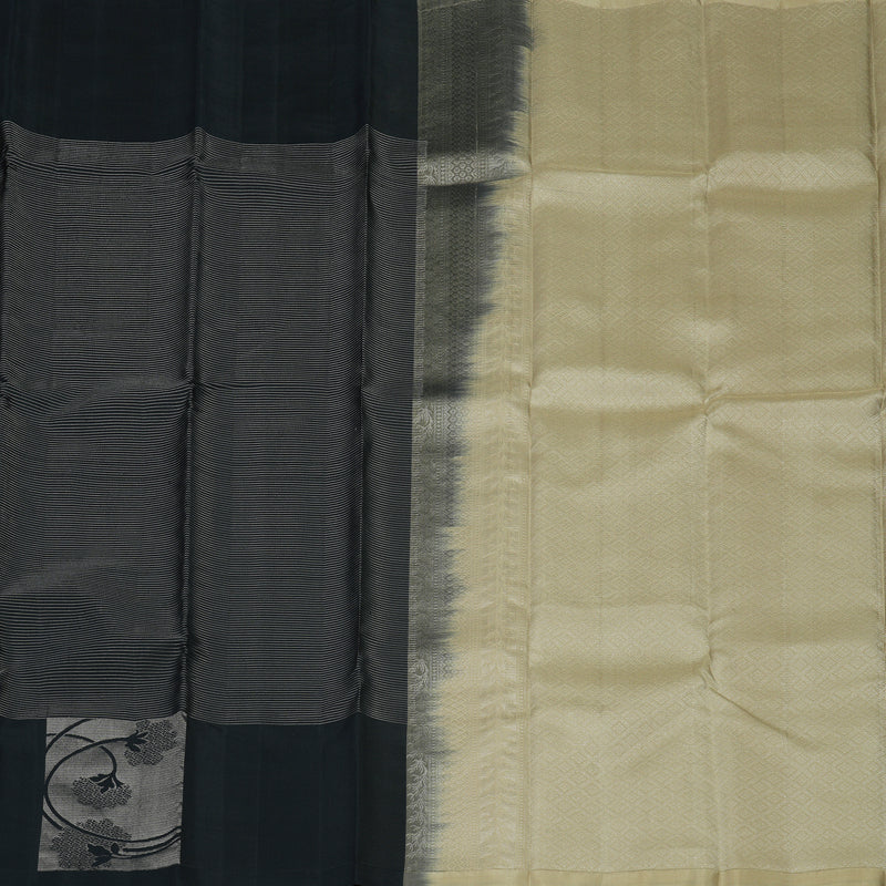Hayagrivas Handloom Soft Silk Saree in Regal Black KBE152D4-1