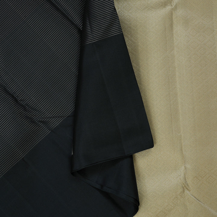 Hayagrivas Handloom Soft Silk Saree in Regal Black KBE152D4-1