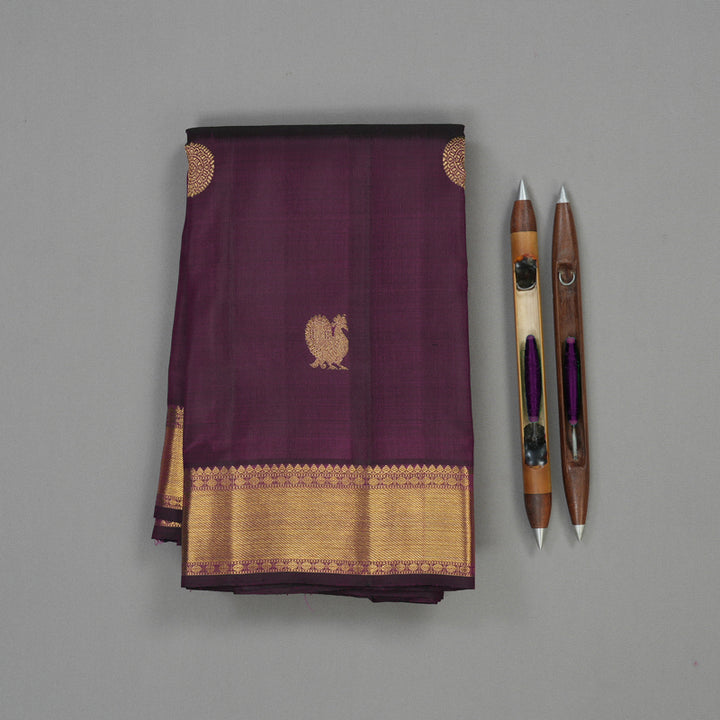 Hayagrivas Handloom Wine Purple Bridal Kanjivaram Silk Saree KBE1530K1-1