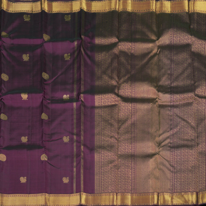 Hayagrivas Handloom Wine Purple Bridal Kanjivaram Silk Saree KBE1530K1-1