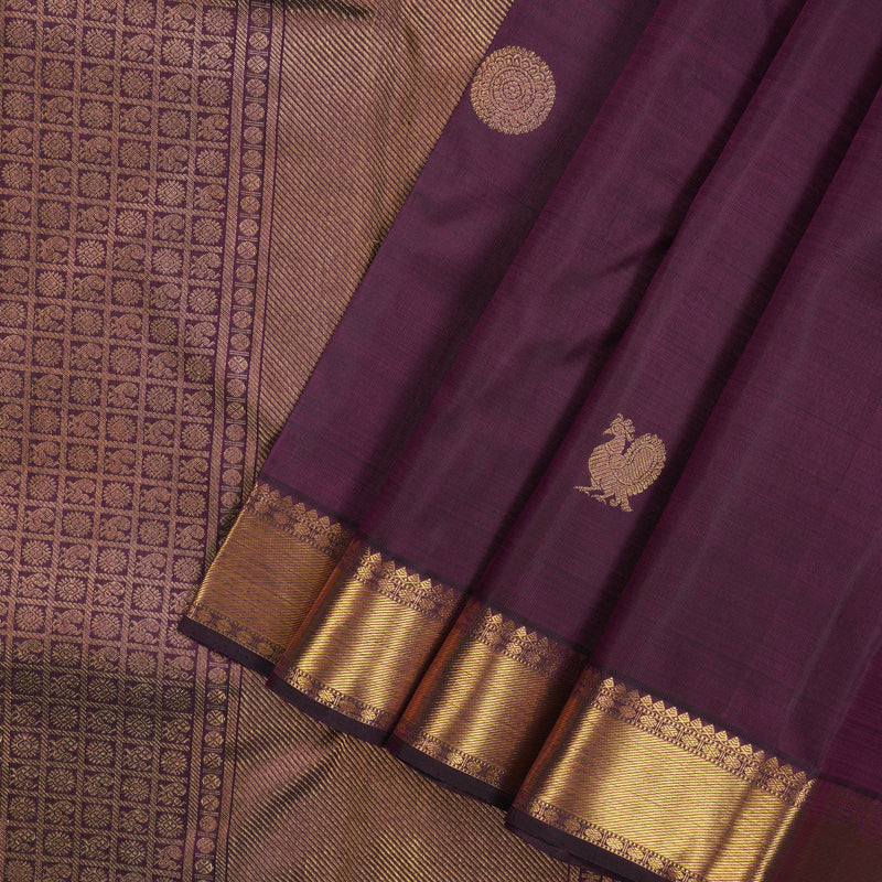 Hayagrivas Handloom Wine Purple Bridal Kanjivaram Silk Saree KBE1530K1-1