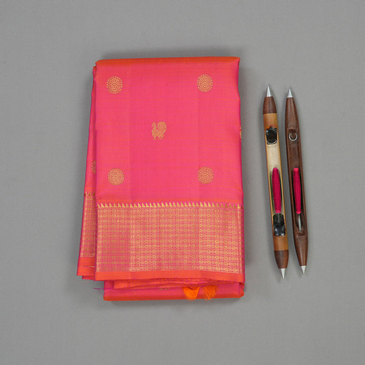 Hayagrivas Handloom Orangish Pink Bridal Kanjivaram Silk Saree KBE1530K2-1