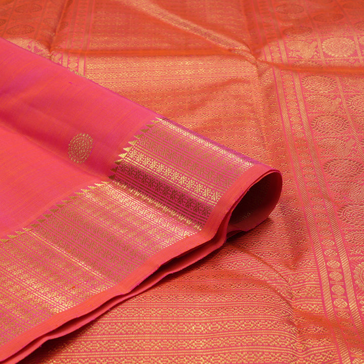 Hayagrivas Handloom Orangish Pink Bridal Kanjivaram Silk Saree KBE1530K2-1