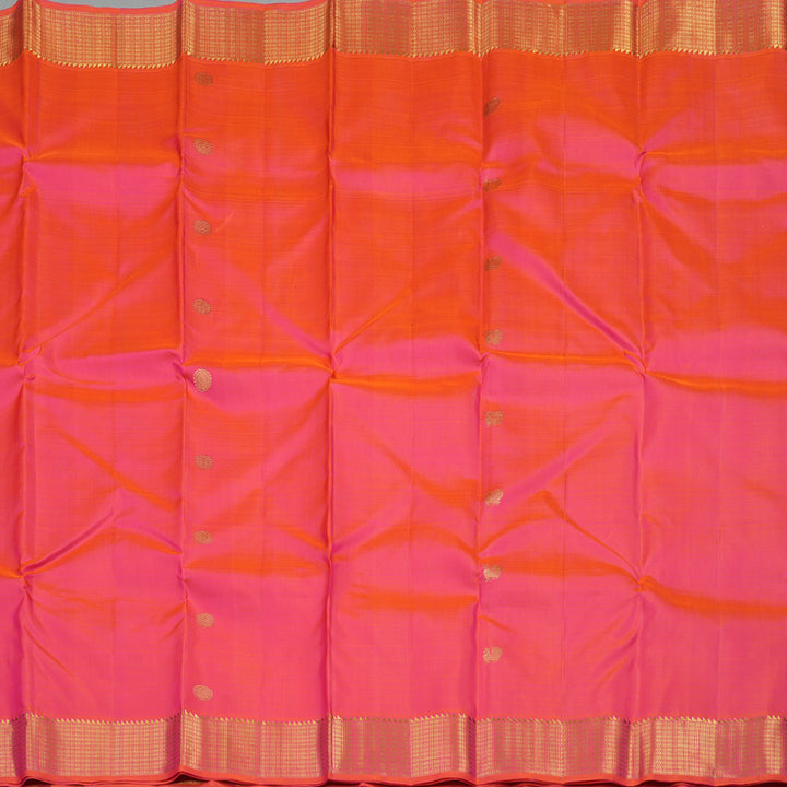 Hayagrivas Handloom Orangish Pink Bridal Kanjivaram Silk Saree KBE1530K2-1