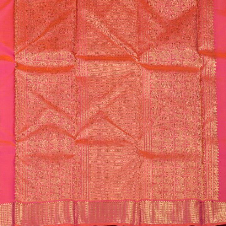 Hayagrivas Handloom Orangish Pink Bridal Kanjivaram Silk Saree KBE1530K2-1