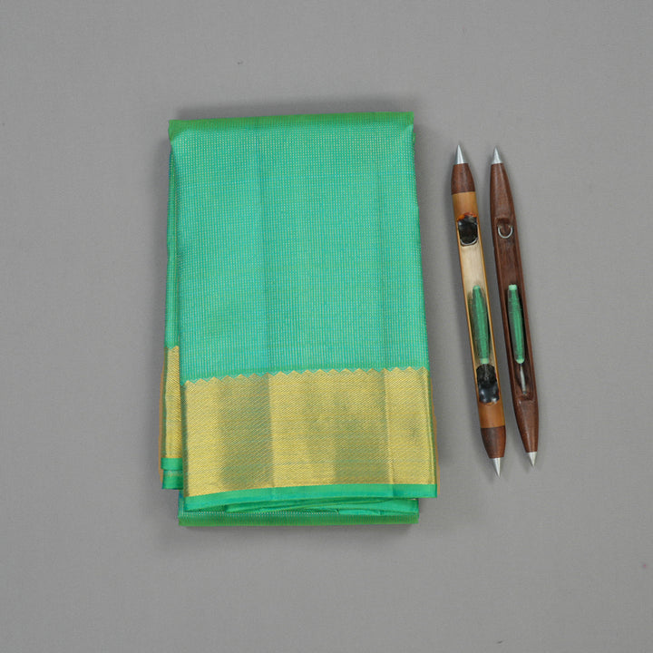 Hayagrivas Handloom Bright Teal Bridal Kanjivaram Silk Saree KBE1532K1-1