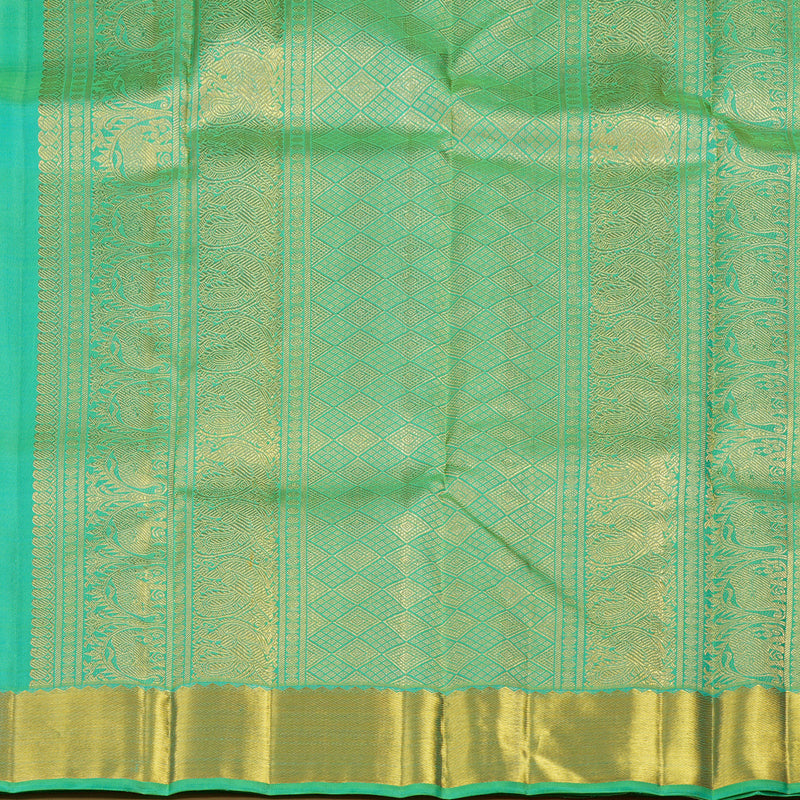 Hayagrivas Handloom Bright Teal Bridal Kanjivaram Silk Saree KBE1532K1-1