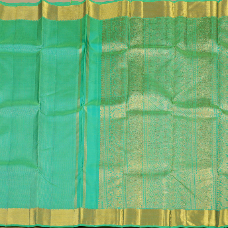 Hayagrivas Handloom Bright Teal Bridal Kanjivaram Silk Saree KBE1532K1-1