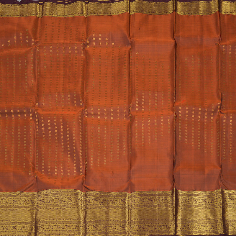 Hayagrivas Handloom Rust Orange Kanjivaram Silk Saree with Paaku border KBE1533K11-4