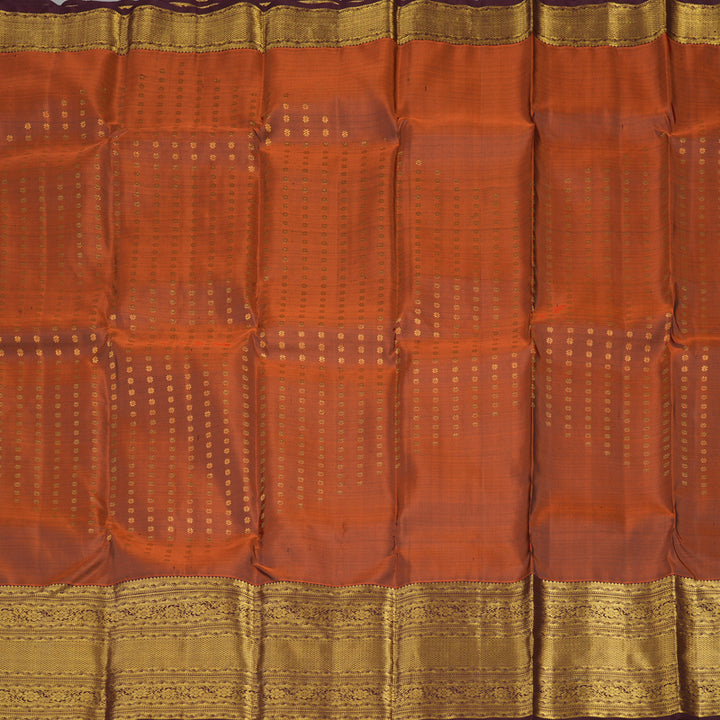 Hayagrivas Handloom Rust Orange Kanjivaram Silk Saree with Paaku border KBE1533K11-4