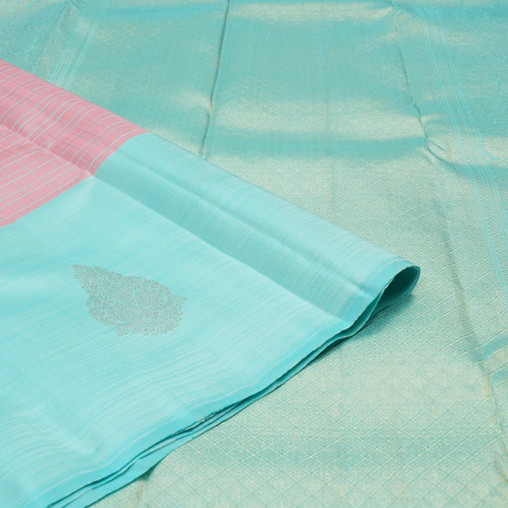 Hayagrivas Handloom Baby Pink Kanjivaram Silk Saree with Powder Blue Border KBE1533K11-9