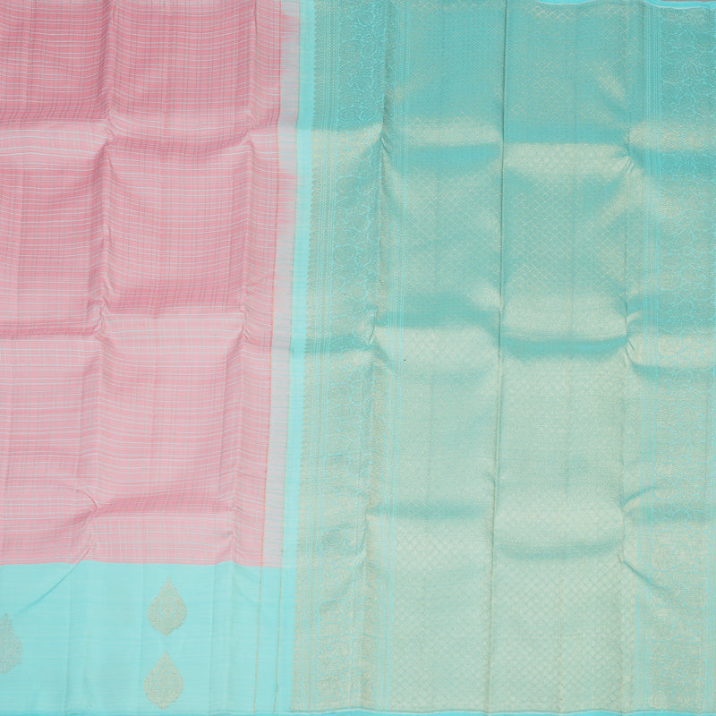 Hayagrivas Handloom Baby Pink Kanjivaram Silk Saree with Powder Blue Border KBE1533K11-9