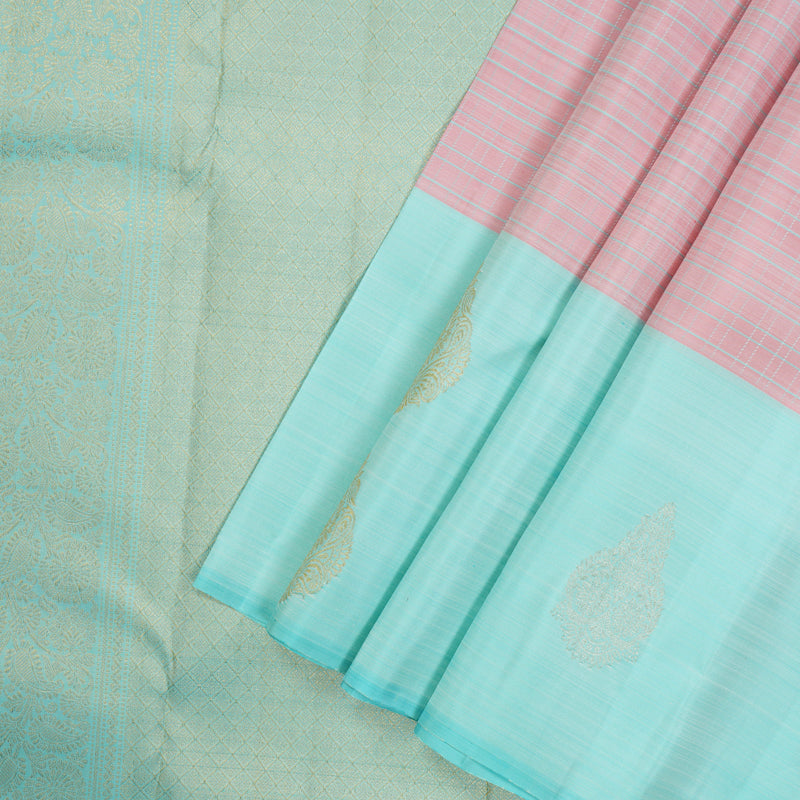 Hayagrivas Handloom Baby Pink Kanjivaram Silk Saree with Powder Blue Border KBE1533K11-9