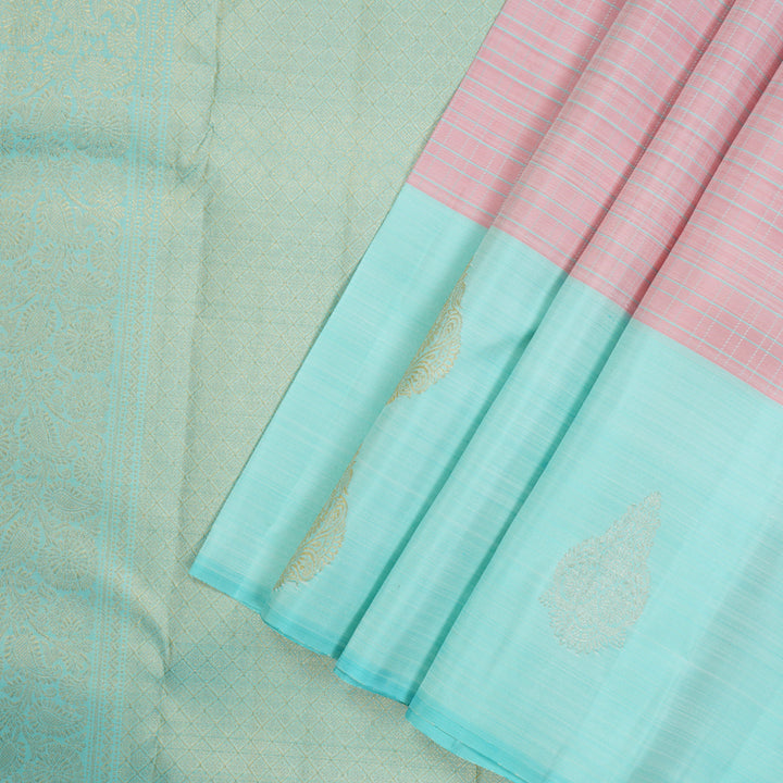 Hayagrivas Handloom Baby Pink Kanjivaram Silk Saree with Powder Blue Border KBE1533K11-9
