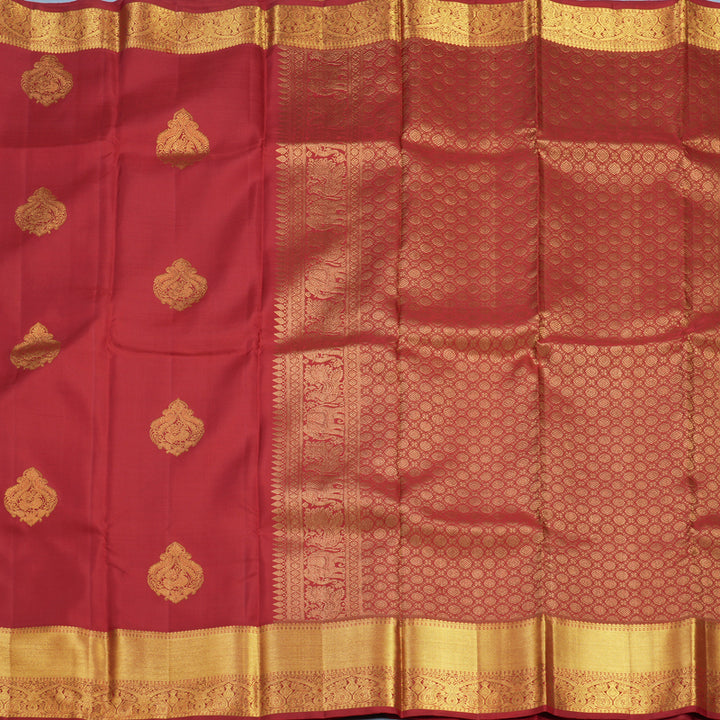 Hayagrivas Handloom Red Kanjivaram Silk Saree KBE1533K3-1