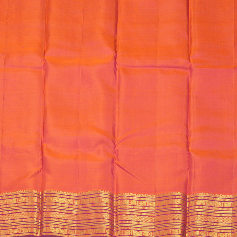 Hayagrivas Handloom Purple Kanjivaram Silk Saree with Orangish-Pink Border KBE1533K8-5
