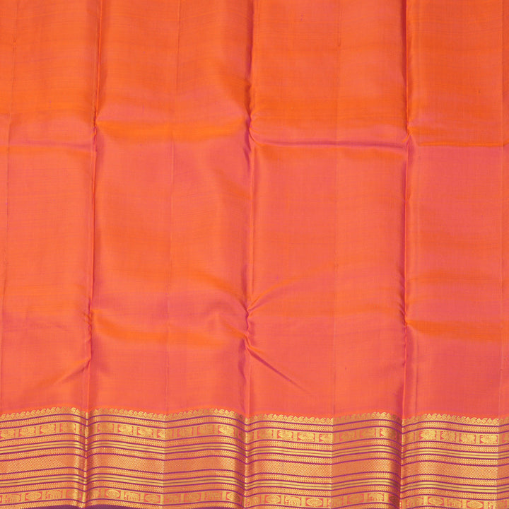 Hayagrivas Handloom Purple Kanjivaram Silk Saree with Orangish-Pink Border KBE1533K8-5